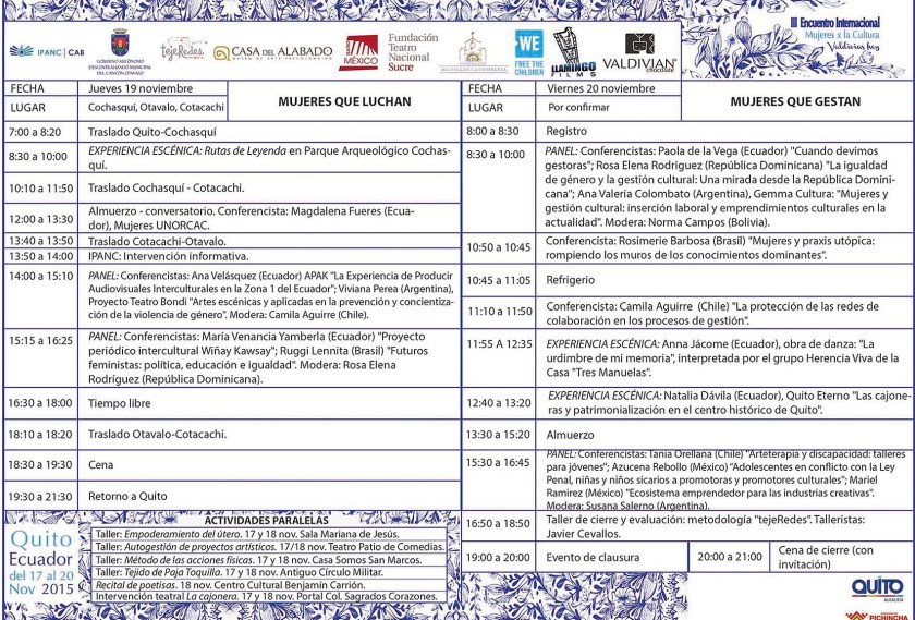 Programación III Encuentro Internacional Mujeres X la Cultura V